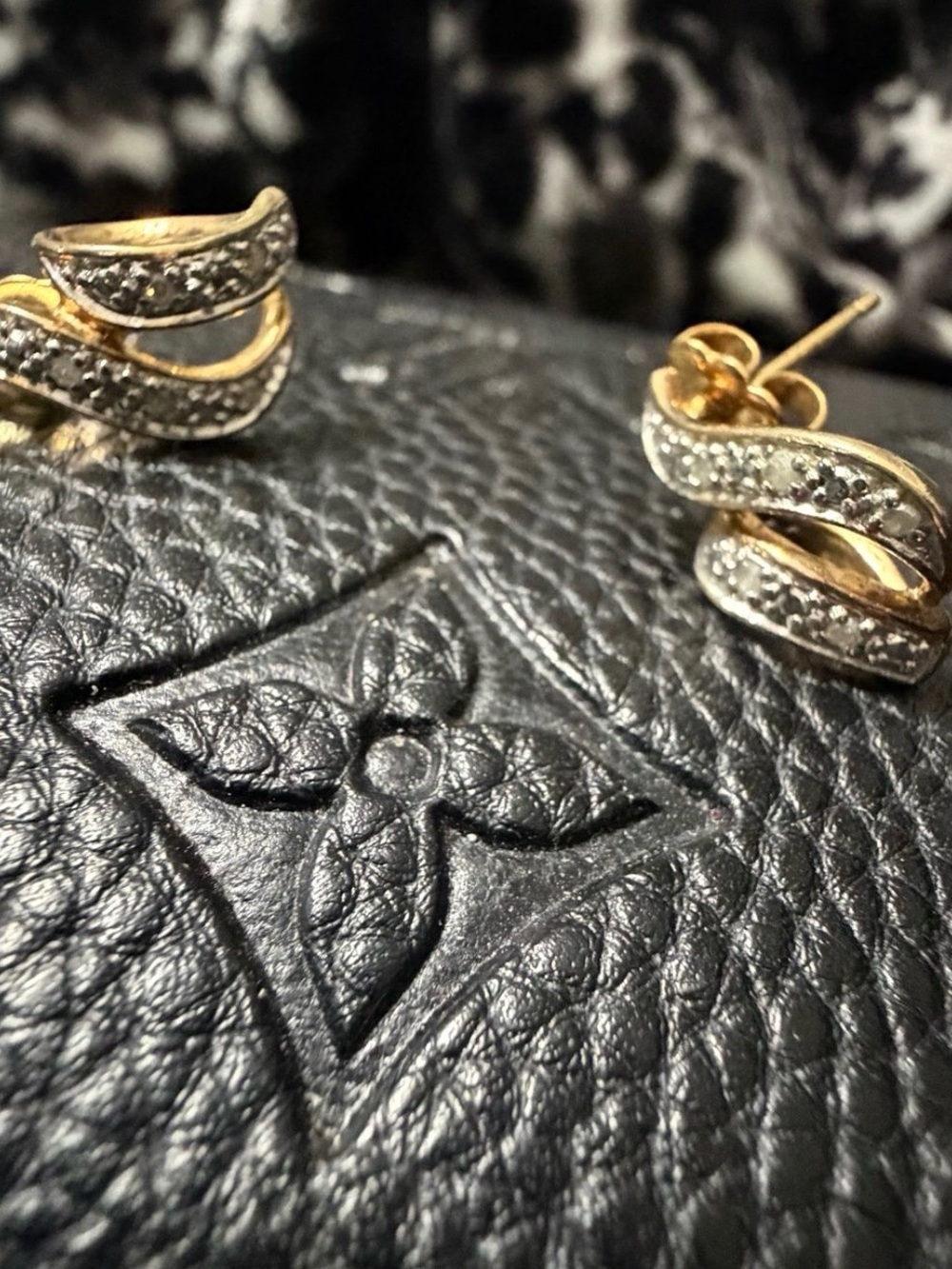 925 Gold and Silver Twisted Pavé Stud Earrings